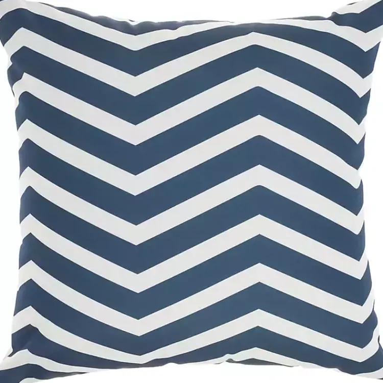 Kirklands Home Outdoor Cushions & Pillows|Navy Floral Chevron Outdoor Throw Pillow Blue