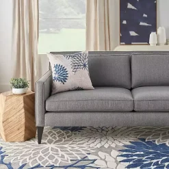 Kirklands Home Outdoor Cushions & Pillows|Navy Floral Chevron Outdoor Throw Pillow Blue