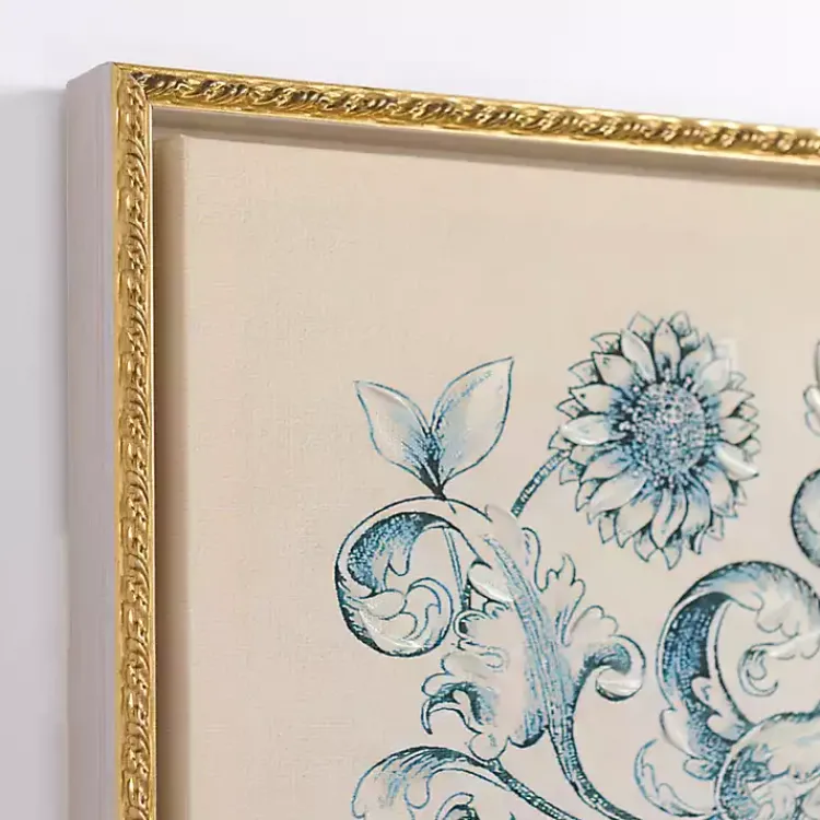 Kirklands Home Canvas Art|Navy Floral Framed Canvas Art Prints, Set of 3