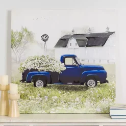 Kirklands Home Canvas Art|Navy Floral Pickup Truck Canvas Art Print