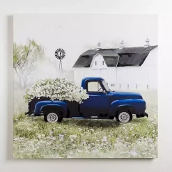Kirklands Home Canvas Art|Navy Floral Pickup Truck Canvas Art Print
