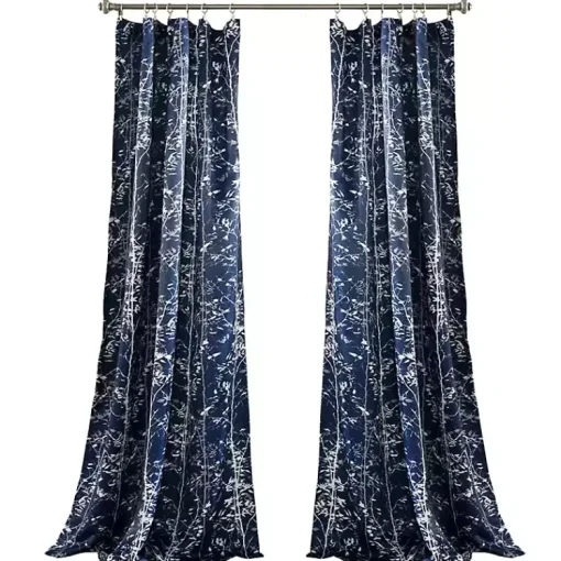Kirklands Home Curtains & Drapes|Navy Forest Curtain Panel Set, 95 in. Blue