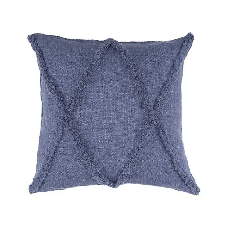 Hot Navy Fringe Diamond Pillow, 18 in. Pillows