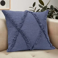 Hot Navy Fringe Diamond Pillow, 18 in. Pillows