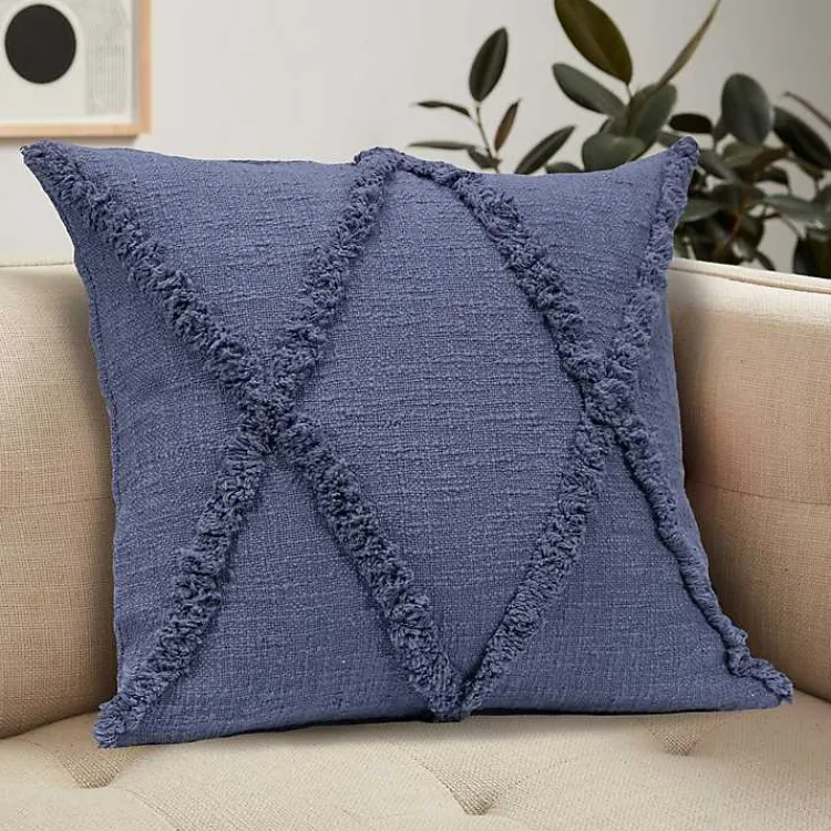 Hot Navy Fringe Diamond Pillow, 18 in. Pillows
