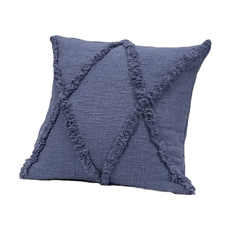 Hot Navy Fringe Diamond Pillow, 18 in. Pillows