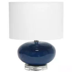 Kirklands Home Table Lamps|Navy Glass Short Oval Table Lamp Blue