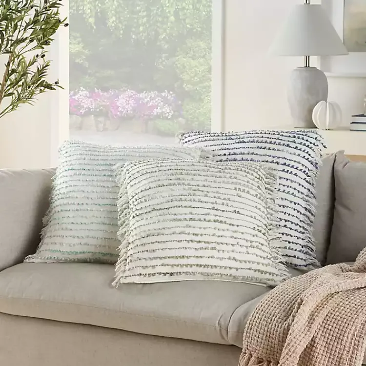 Clearance Navy Handstitched Stripes Throw Pillow Pillows