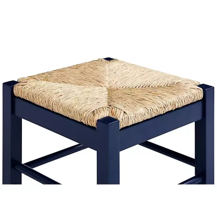 Kirklands Home Bar Stools & Counter Height Stools|Navy Handwoven Square Wooden Counter Stool Blue