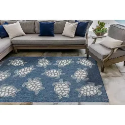 Kirklands Home Outdoor Rugs|Navy Harrison Turtle Indoor/Outdoor Area Rug, 7x9 Blue