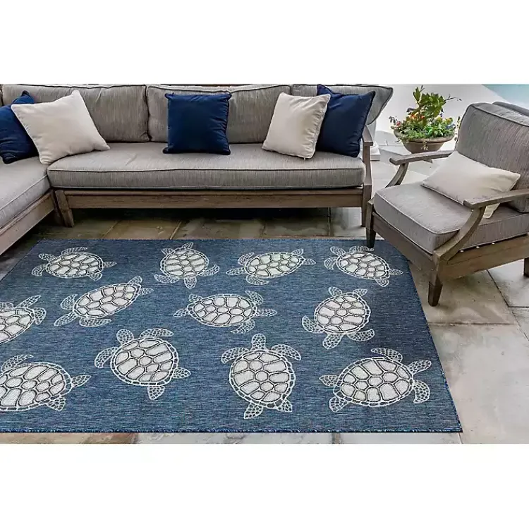 Kirklands Home Outdoor Rugs|Navy Harrison Turtle Indoor/Outdoor Area Rug, 7x9 Blue