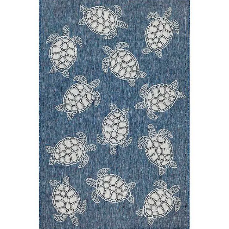 Kirklands Home Outdoor Rugs|Navy Harrison Turtle Indoor/Outdoor Area Rug, 7x9 Blue