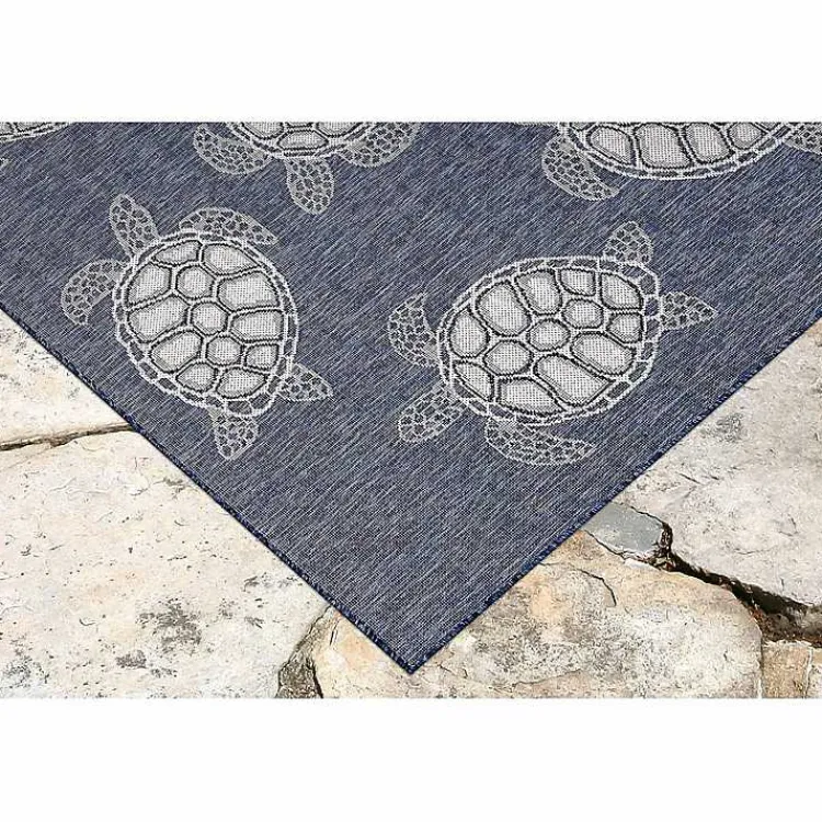Kirklands Home Outdoor Rugs|Navy Harrison Turtle Indoor/Outdoor Area Rug, 7x9 Blue