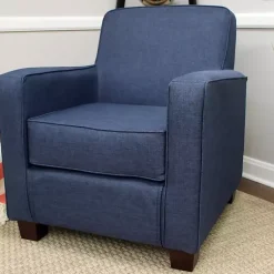 Kirklands Home Accent Chairs|Navy Johnston Upholstered Accent Chair Blue