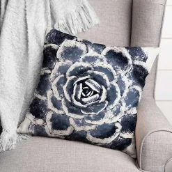 Navy Large Succulent Pillow Pillows