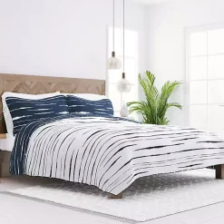Kirklands Home Quilts|Navy Linear Reversible 3-pc. Queen Quilt Set