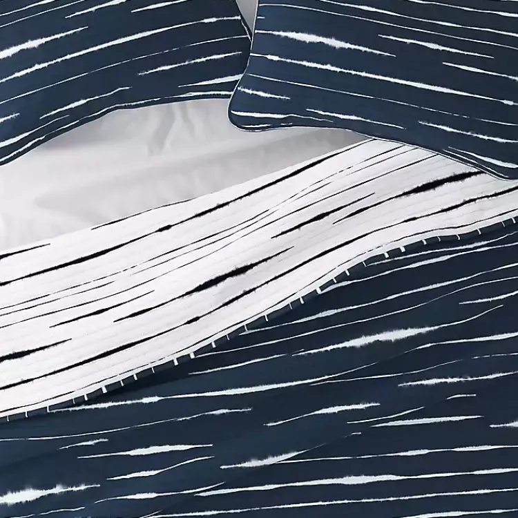 Kirklands Home Quilts|Navy Linear Reversible 3-pc. Queen Quilt Set