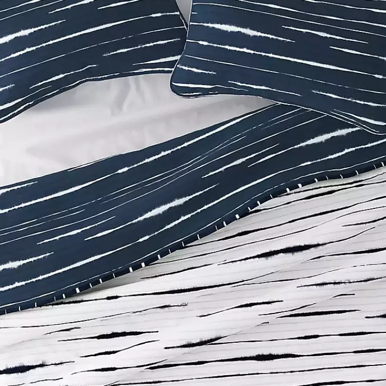 Kirklands Home Quilts|Navy Linear Reversible 3-pc. Queen Quilt Set
