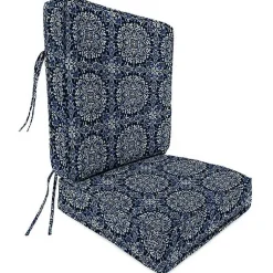 Kirklands Home Outdoor Cushions & Pillows|Navy Medallion Outdoor Deep Seat Cushion Blue