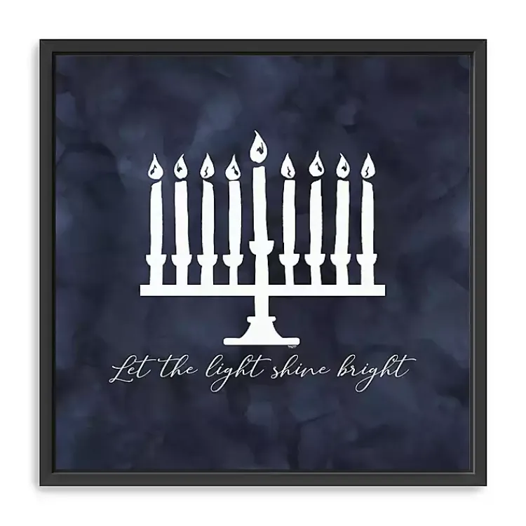 Best Navy Menorah Framed Hanukkah Wall Art Hanukkah Decorations