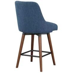 Kirklands Home Bar Stools & Counter Height Stools|Navy Mid-Century Modern Swivel Counter Stool Blue