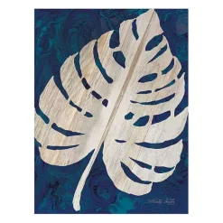 Kirklands Home Canvas Art|Navy Monstera Leaf Giclee Canvas Art Print