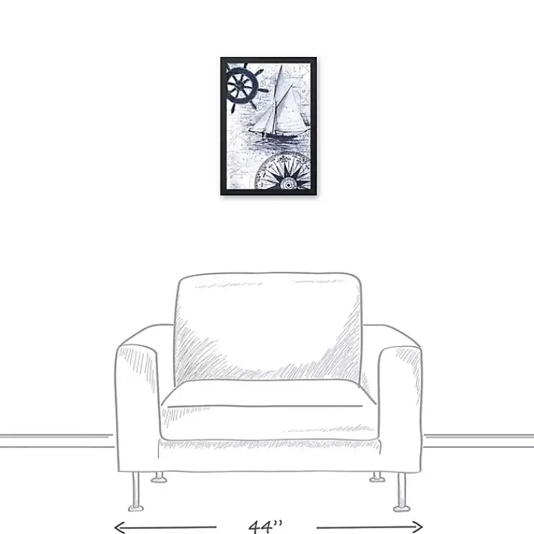 Kirklands Home Canvas Art|Navy Nautical Framed Canvas Art Print