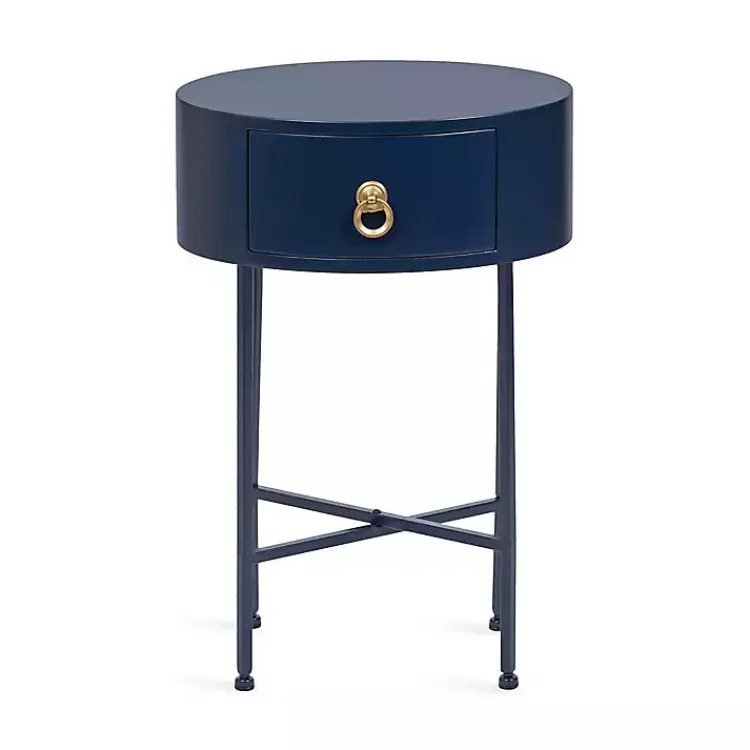 Kirklands Home Accent & End Tables|Navy Oval Decklyn Accent Table Blue