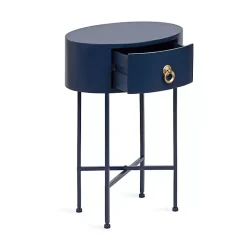 Kirklands Home Accent & End Tables|Navy Oval Decklyn Accent Table Blue