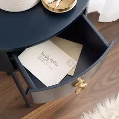 Kirklands Home Accent & End Tables|Navy Oval Decklyn Accent Table Blue