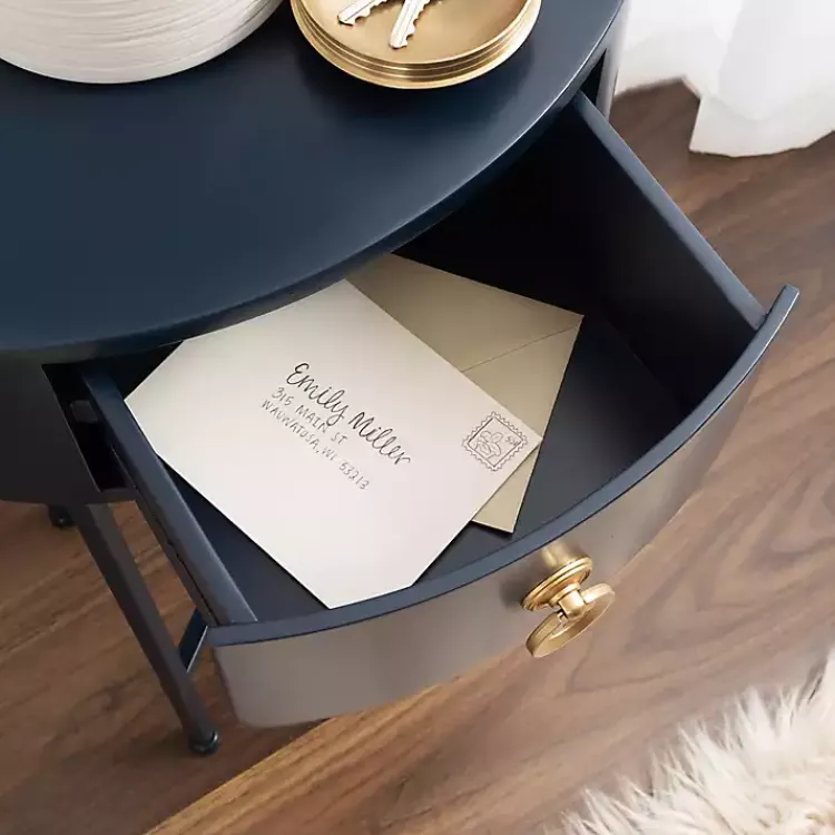 Kirklands Home Accent & End Tables|Navy Oval Decklyn Accent Table Blue