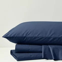 Kirklands Home Bed Sheets|Navy Peached Percale 4-pc. King Sheet Set Blue