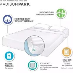 Kirklands Home Bed Sheets|Navy Peached Percale 4-pc. King Sheet Set Blue