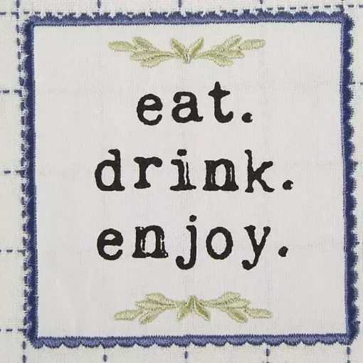 Kirklands Home Kitchen Accessories|Navy Plaid Eat Drink Enjoy 4-pc. Dish Towel Set
