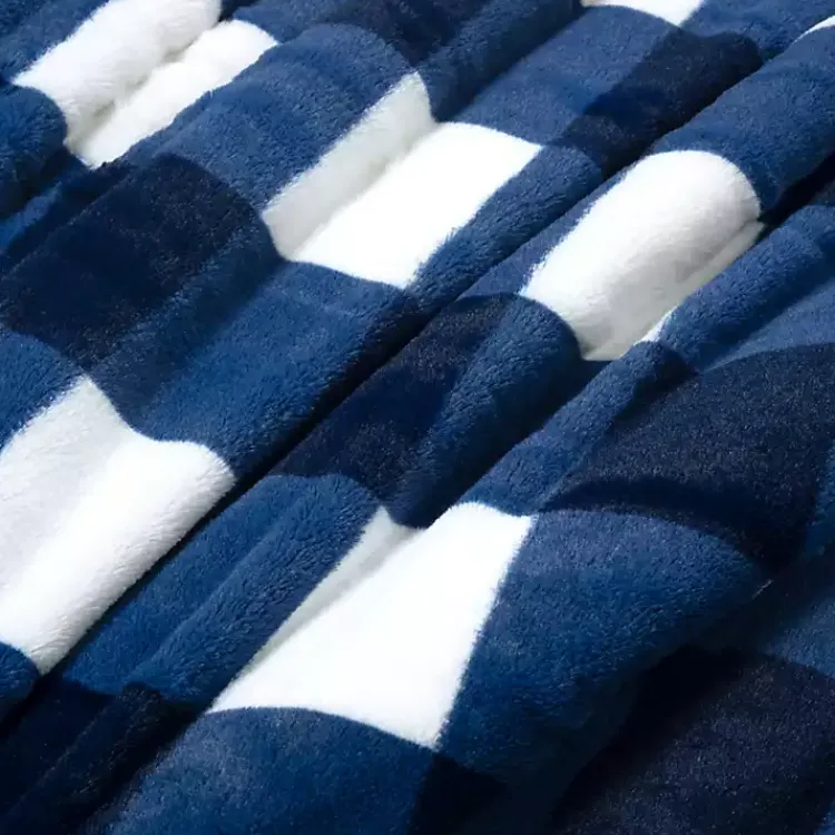 Kirklands Home Comforters|Navy Plaid Faux Fur 3-pc. King Comforter Set