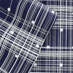 Kirklands Home Bed Sheets|Navy Plaid Polka Dot 3-pc. Twin Sheet Set Blue