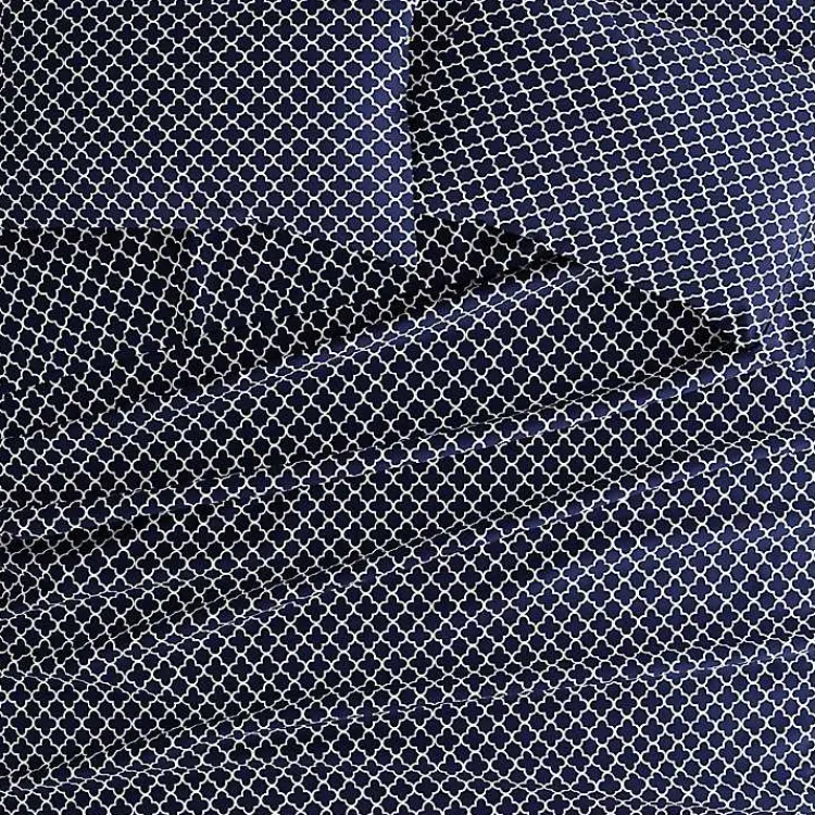 Kirklands Home Bed Sheets|Navy Quatrefoil 4-pc. Full Sheet Set Blue