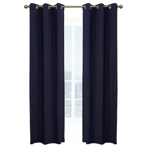 Kirklands Home Curtains & Drapes|Navy Room Darkening Curtain Panel Set, 84 in. Blue