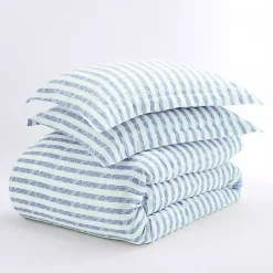 Kirklands Home Duvets|Navy Rugged Stripes Puffed 3-pc. Queen Duvet Set