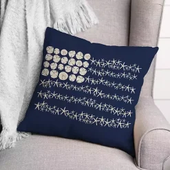 Kirklands Home Outdoor Cushions & Pillows|Navy Sand Dollar and Starfish Outdoor Throw Pillow