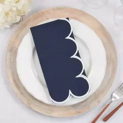 Kirklands Home Table Linens|Navy Scalloped Edge Napkins, Set of 4 Blue