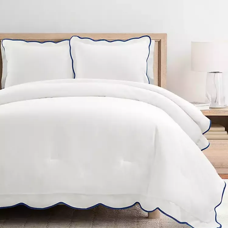 Kirklands Home Comforters|Navy Scalloped Edge 3-pc. King Comforter Set