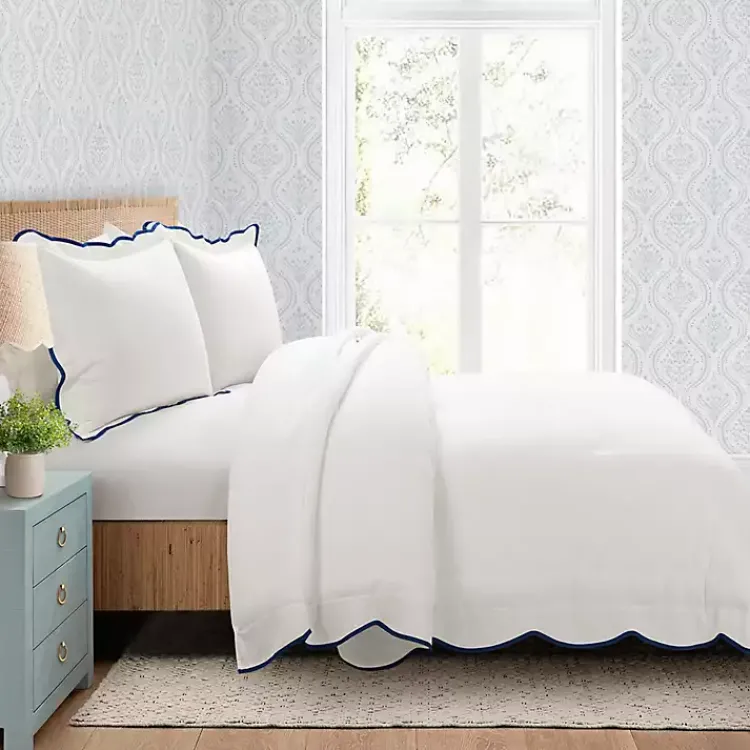 Kirklands Home Comforters|Navy Scalloped Edge 3-pc. King Comforter Set