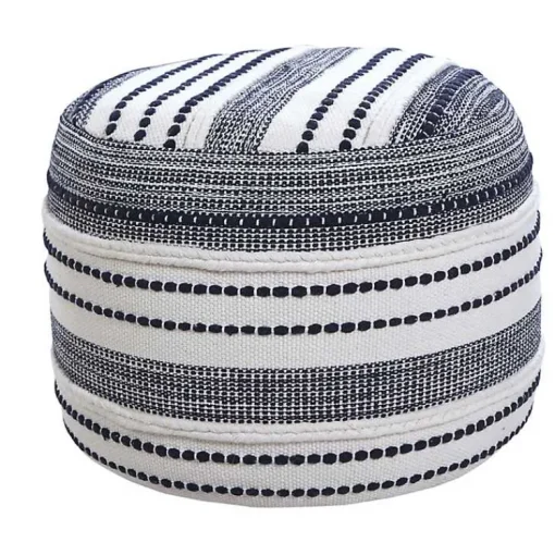 Best Navy Seaside Textured Stripe Pouf Poufs & Floor Cushions