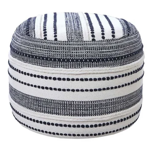 Best Navy Seaside Textured Stripe Pouf Poufs & Floor Cushions