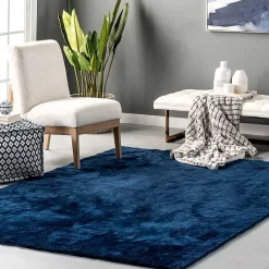 Kirklands Home Area Rugs|Navy Shag Washable Area Rug, 6x9 Blue