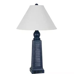 Kirklands Home Table Lamps|Navy Shutter Charging Table Lamps, Set of 2 White