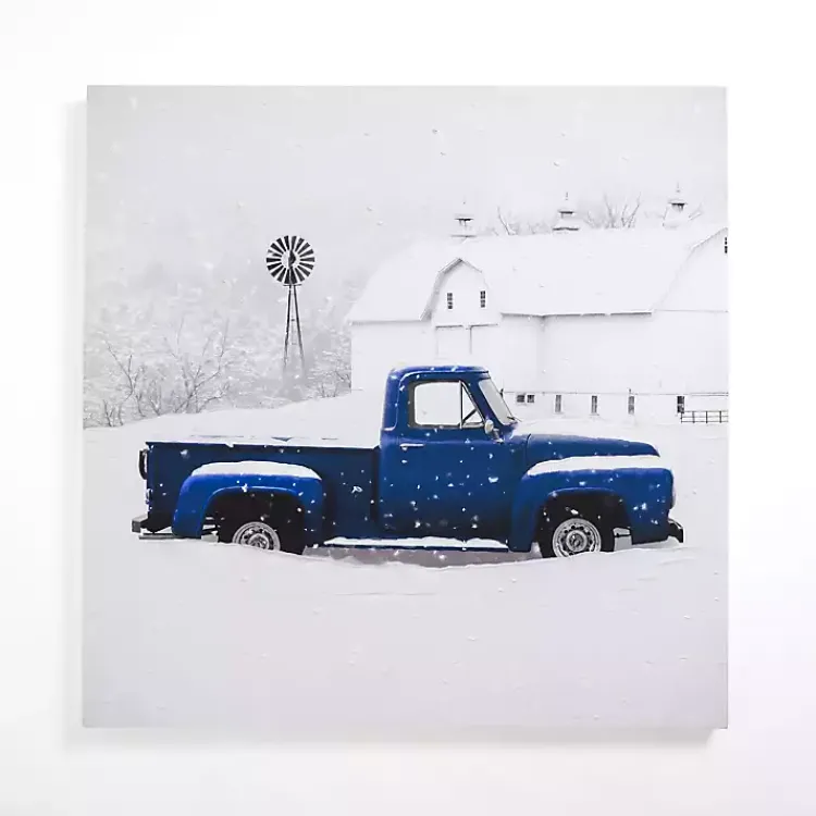 Kirklands Home Canvas Art|Navy Snowy Pickup Truck Canvas Art Print