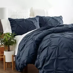 Kirklands Home Duvets|Navy Soft Pinched 3-Pc. Queen Duvet Cover Set Blue