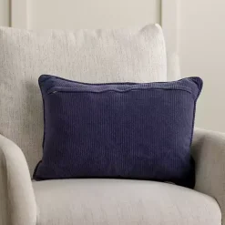 Navy Stitched Noel Lumbar Pillow Pillows